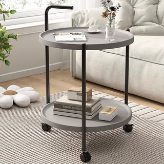 Handle Castered Round Side Table Wagon