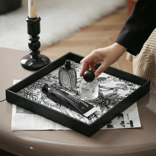 Monochrome Jacquard Square Tray  Storage Accessory Tray