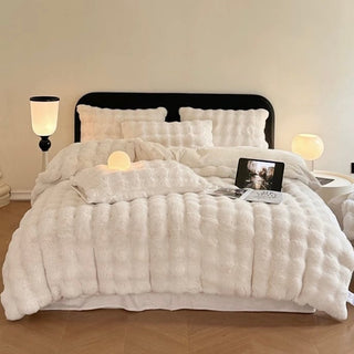White Fluffy and Soft Duvet Cover Set  Bed Cover Bedding Cover