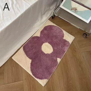 Purple Flower Motif Door Mat  50 x 80 cm
