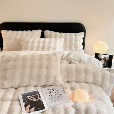 White Fluffy and Soft Duvet Cover Set  Bed Cover Bedding Cover