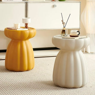 Flower motif side tablein  round table