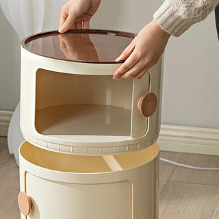 Round Two-Tier Storage Cylindrical Rack Side Table