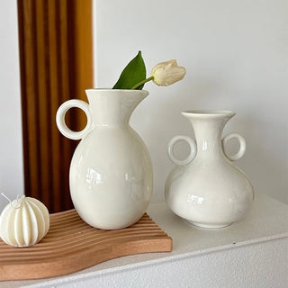 Ring Handle Ceramic Flower Vase