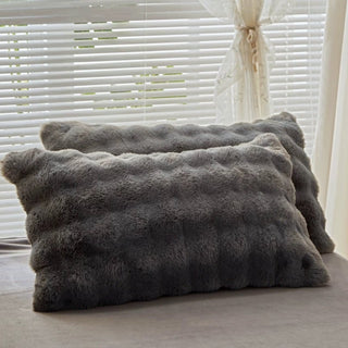 Dark Gray Fluffy and Soft Duvet Cover Set  Bed Cover Bedding Cover