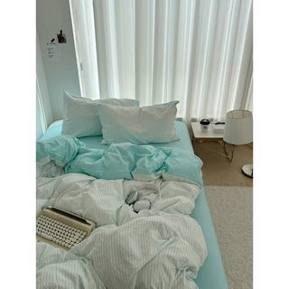 Blue pinstripe pattern duvet cover set bed cover all seasons year-round