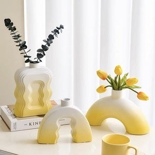 Arch Wave Ceramic Flower Vase   6 types