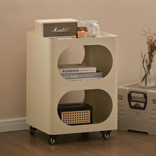 Castered Iron Open Storage Tier Side Table  Wagon Rack