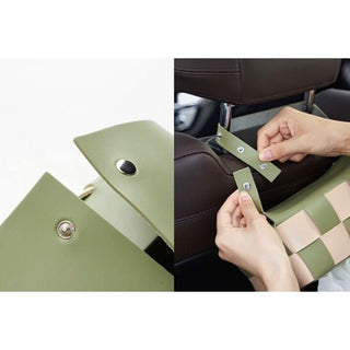 Braided Faux Leather Tissue Case    Checkerboard Pattern