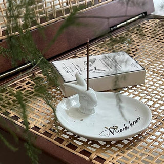 Rabbit motif incense holder tray incense stand