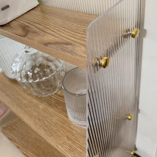 Clear x Wood Grain Three-Tier Storage Display Rack