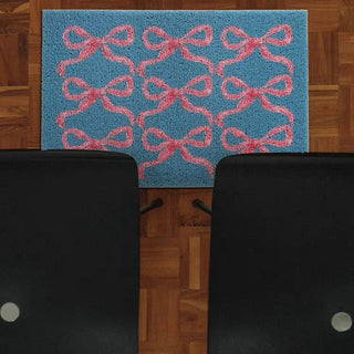 Romantic Pink Ribbon Pattern Entrance Mat 50x80cm Mud Removal