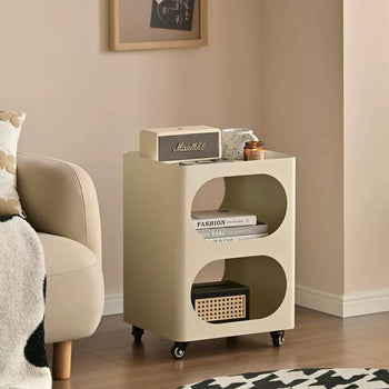 Castered Iron Open Storage Tier Side Table  Wagon Rack