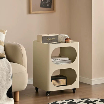 Castered Iron Open Storage Tier Side Table  Wagon Rack