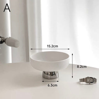 Ceramic Silver Tray with Legs 2 Sizes  Small Item Storage