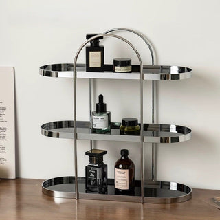 Silver Arch Frame Oval Three-Tier Storage Rack  Perfume Storage