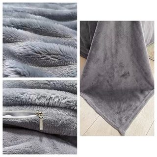 Faux Fur Striped Gray Winter Duvet Cover Set