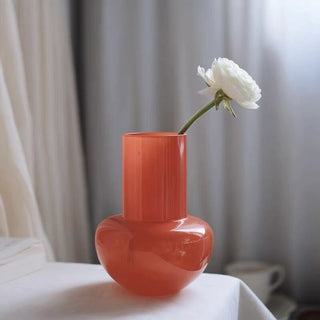 Red Glass Flower Vase