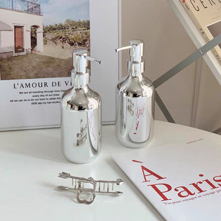 piece set Metallic Silver Soap Dispenser