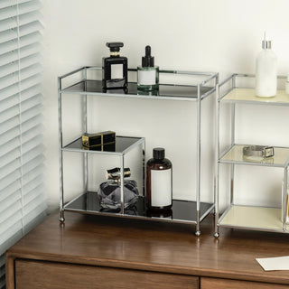 Silver Frame Multi-Tier Storage Display Rack  Monotone Perfume Storage