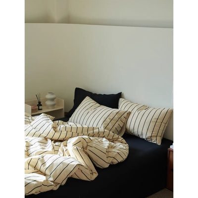 Ivory Black Stripe Duvet Cover Set