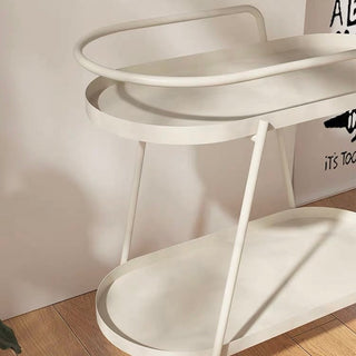 Oval-shaped storage wagon with castersin  side table