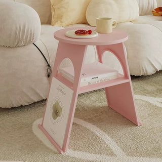 Round Open Storage Iron Side Table  Magazine Rack