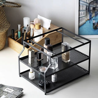 Multifunctional Bamboo x Iron Storage Rack for Tissues and Cosmetics