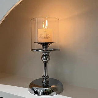 Metallic Silver Candle Holder   in 3 Sizes