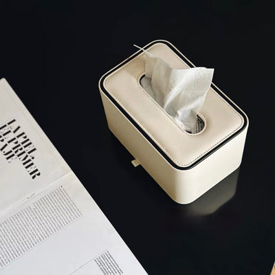 FauxLeather Simple Tissue Case White