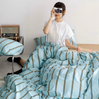 Blue Pin Stripe Duvet Cover Set