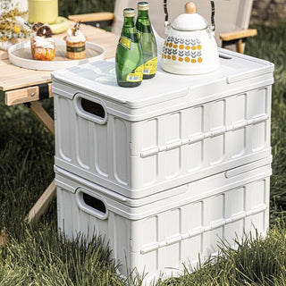 Foldable storage container with handle white