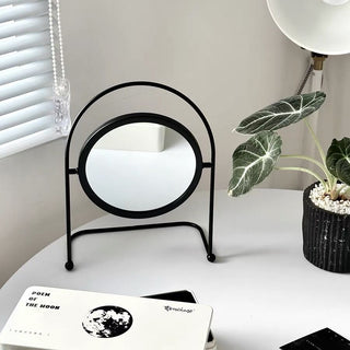 Iron Frame Round Rotating Mirror  Tabletop Mirror