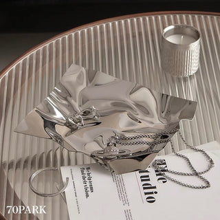 Stainless steel mirror silver tray accessory storage