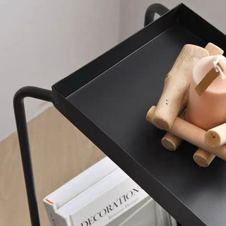 Monochrome Iron Storage Side Table  Slim