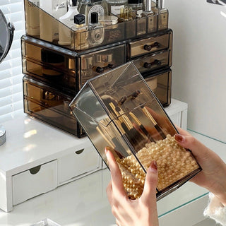 Clear Color Pearl Brush Stand  Storage Box