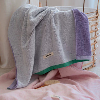 Two-tone solid color bath towel 100% combed cotton absorbent large size towel blanket