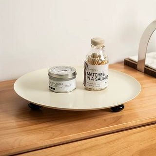 Legged Monotone Large Iron Round Tray  Cosmetic Storage