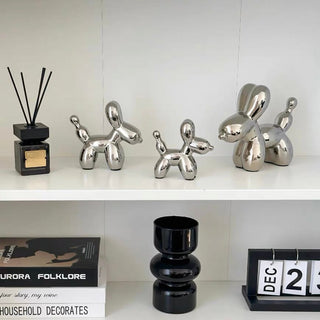 piece set: Balloon dog motif ornament silver.