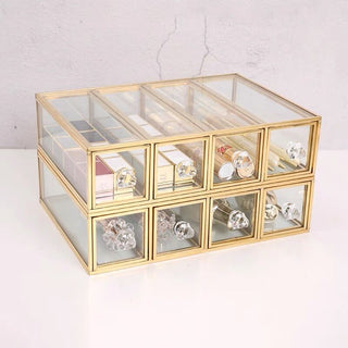 Gold Frame Clear Cosmetic Drawer Storage with 4 Drawers