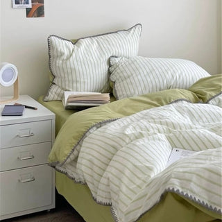 Stitch Color Stripe Cotton Duvet Cover Set