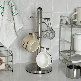 Stainless Steel Silver Cup Stand Rack Storage Mug Tree