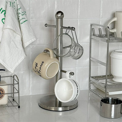 Stainless Steel Silver Cup Stand Rack Storage Mug Tree
