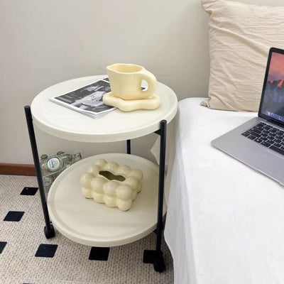 Round side table with castersin  wagon