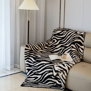 Zebra print large blanket 140 x 180 cm lap blanket knit