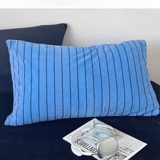Dark Color Pinstripe Milk Velvet Winter Duvet Cover Set