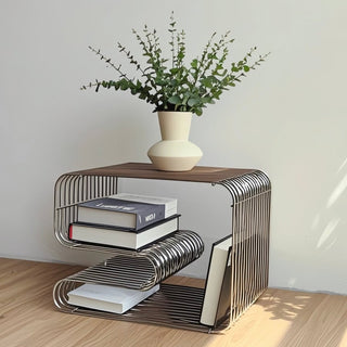 Silver Metal N-type Storage Rack Side Table Magazine Rack Wire