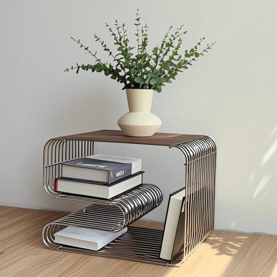 Silver Metal N-type Storage Rack Side Table Magazine Rack Wire