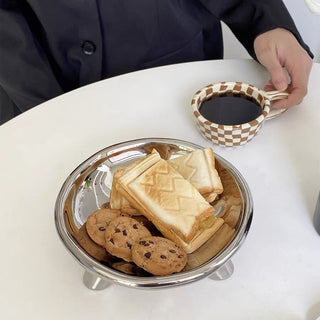 Footed Ceramic Round Tray  Plate