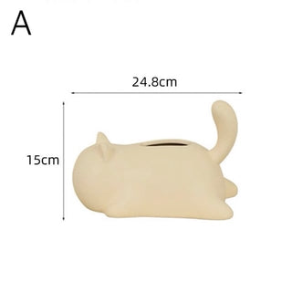 Lying Down Cat Ceramic Tissue Case  Cat Tissue Box